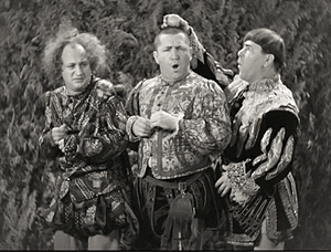 Restless Knights, starring the Three Stooges - Larry Fine, Curly Howard, Moe Howard