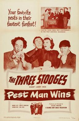Pest Man Wins (1951) starring the Three Stooges (Moe Howard, Larry Fine, Shemp Howard), Emil Sitka, Vernon Dent, Nanette Bordeaux