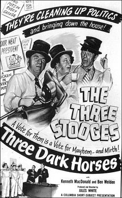 Three Dark Horses (1952) starring Moe Howard, Larry Fine, Shemp Howard, Kenneth MacDonald