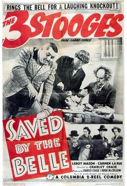 movie review of The Three Stooges short film Saved by the Belle (1939), starring Moe Howard, Larry Fine, Curly Howard