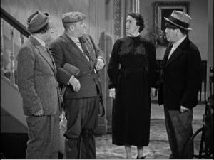 Larry, Curly, Minerva Urecal and Moe in the house in "They Stooge to Conga"