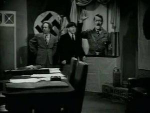 Larry and Moe find out that they've stumbled into a Nazi saboteur lair in "They Stooge to Conga" - Schicklgruber!