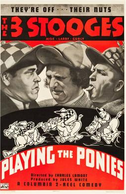 Playing the Ponies poster - Three Stooges - Moe Howard, Larry Fine, Curly Howard
