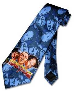 The Three Stooges silk neck tie. Blue Men's NeckTie. 