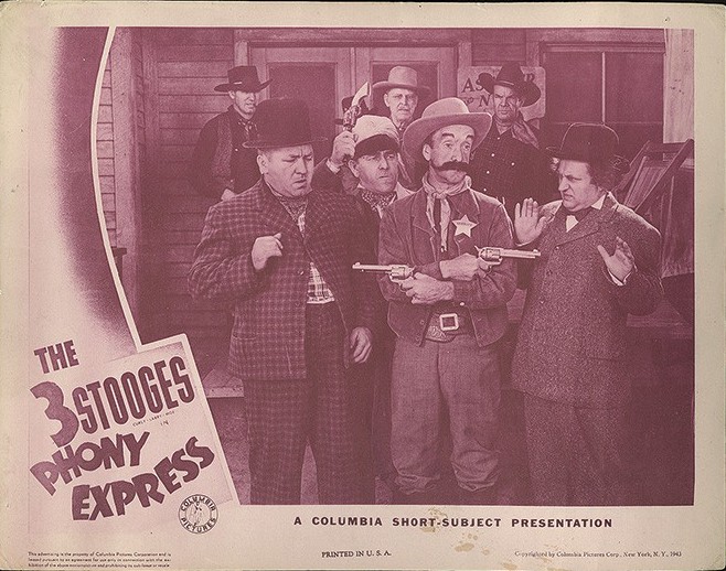 Lobby card - The Three Stooges meet the Sheriff in Phony Express