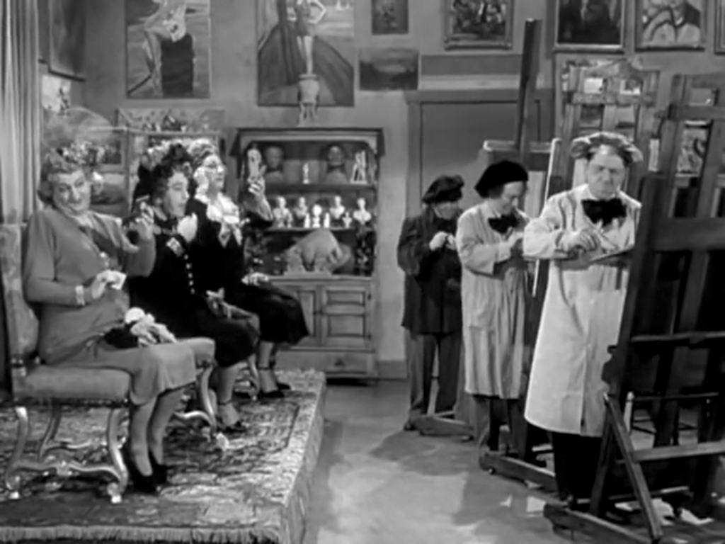 Self-Made Maids - the Three Stooges (Moe, Larry, Shemp) paint portraits of their female counterparts