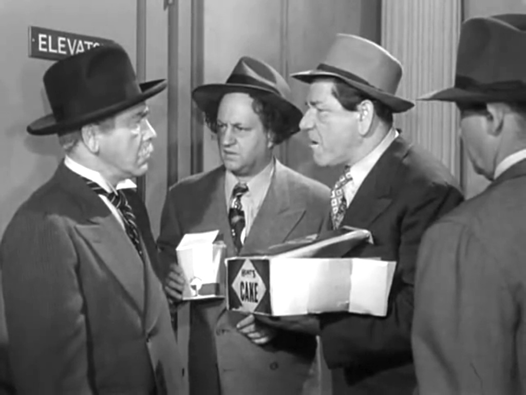 Self-Made Maids - the girls' father meets the Three Stooges (Larry, Shemp, Moe)