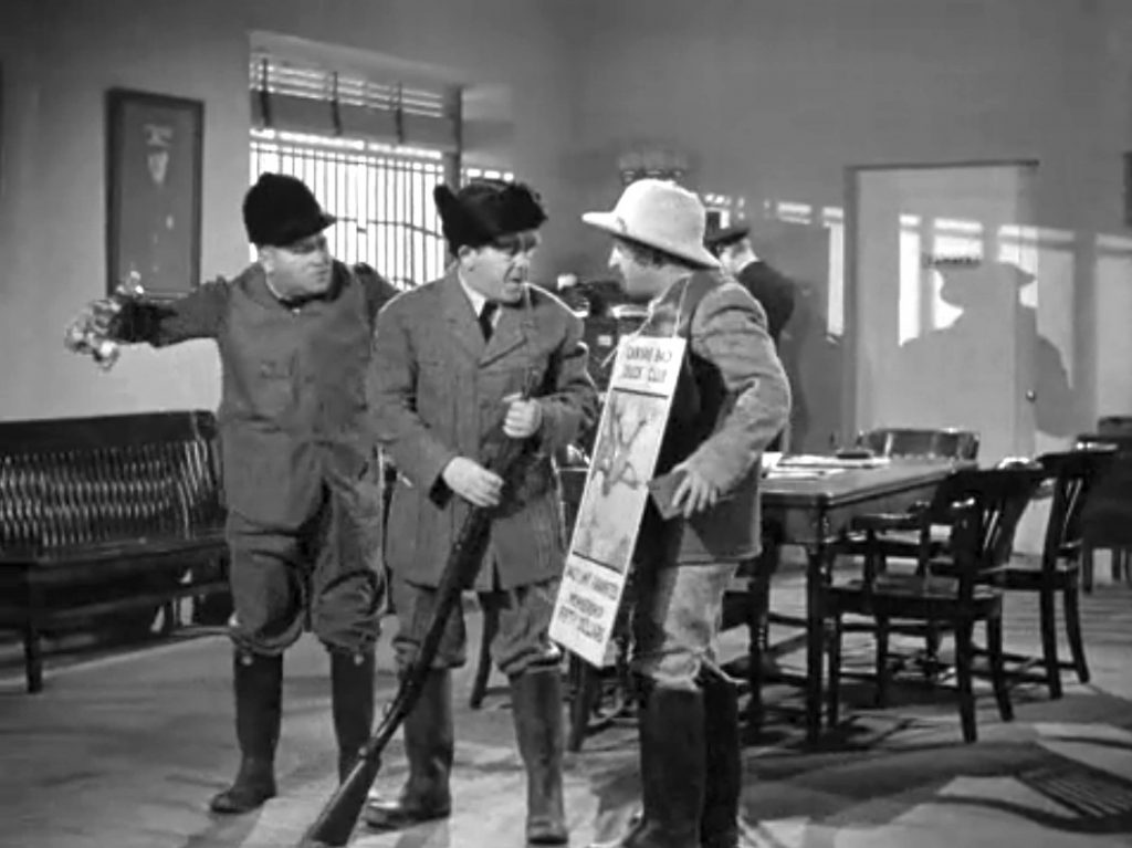 A Ducking They Did Go - the Three Stooges selling duck club memberships at the police station