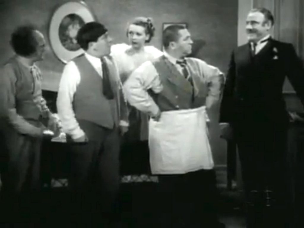 In "A Pain in the Pullman" the Three Stooges (Moe Howard, Curly Howard, Larry Fine) meet "Paul Payne, idol of millions"