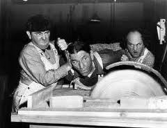 Moe, Larry and Shemp as dangerously inept woodworkers in A Snitch in Time