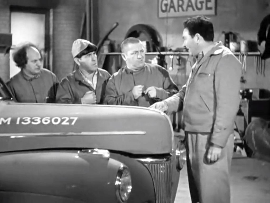 Larry, Moe, and Curly as inept mechanics, to the grief of Duke York