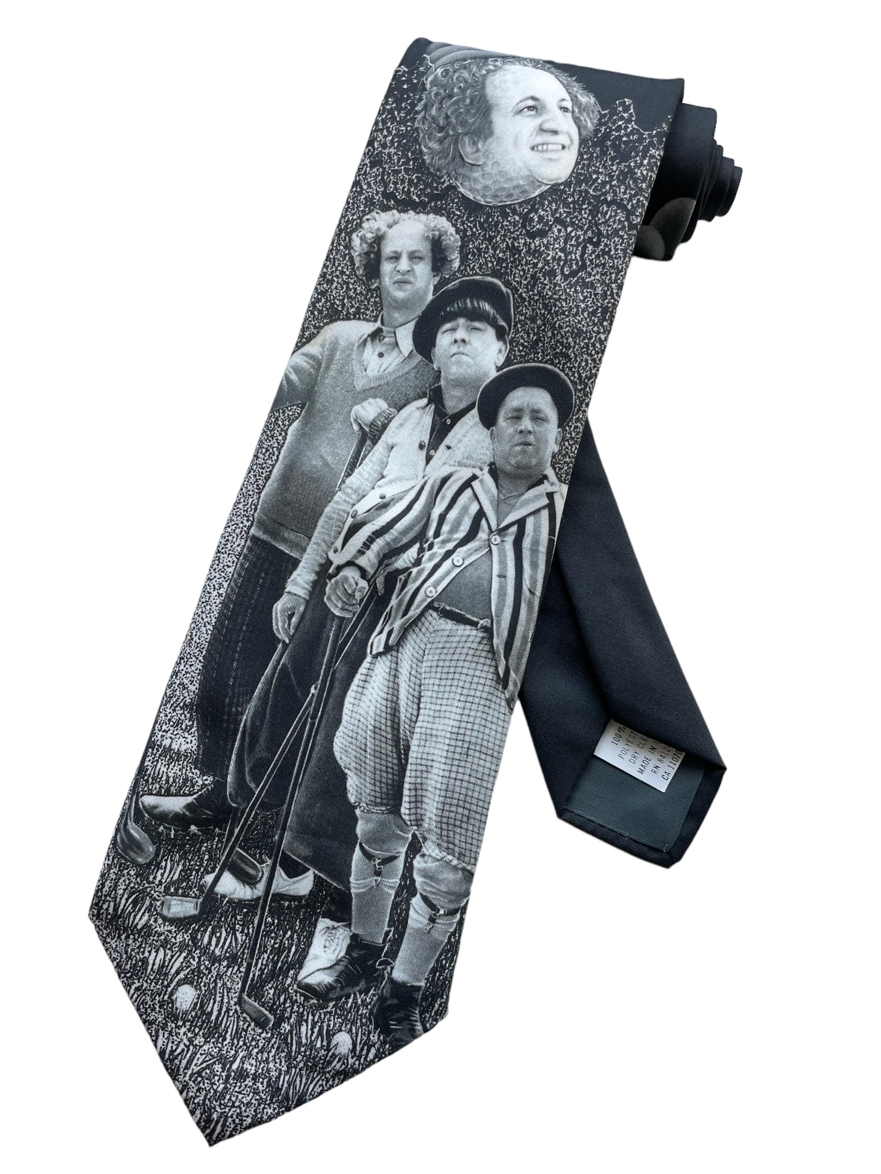 Three Stooges golf tie, featuring Moe, Larry, Curly