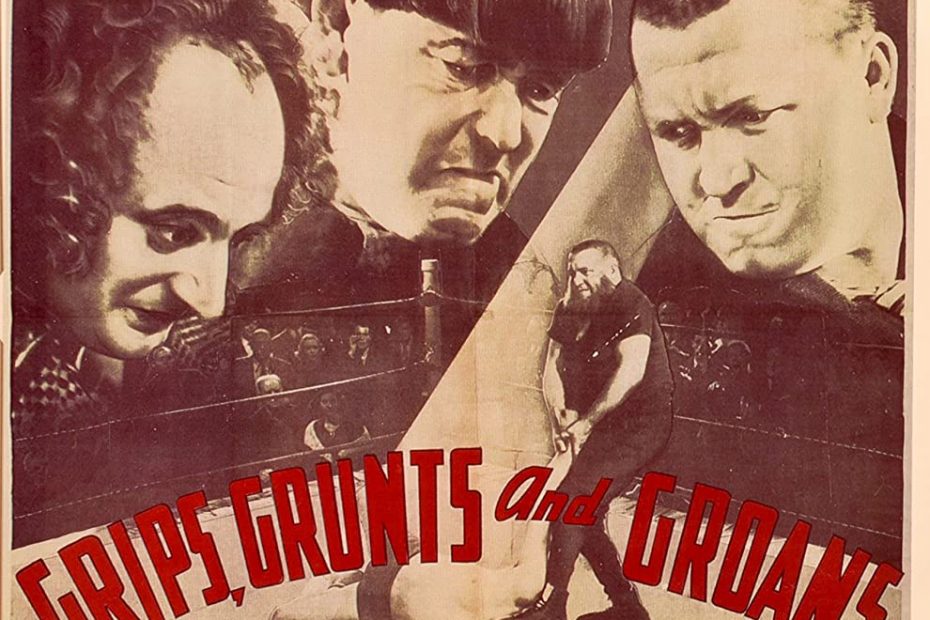 Grips, Grunts and Groans (1937) starring the Three Stooges (Moe Howard, Larry Fine, Curly Howard)