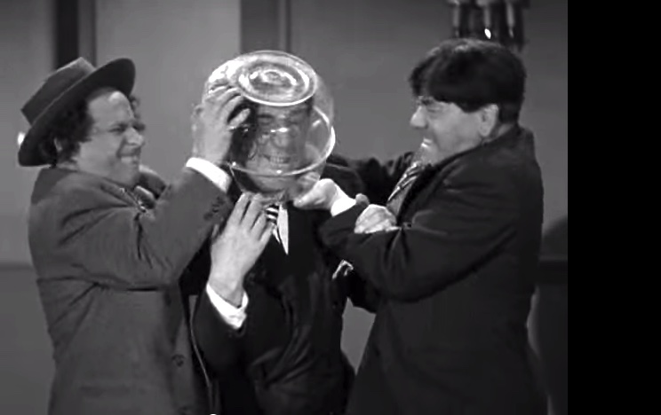 Hold that Lion - Larry and Moe try to get Shemp out of his fish bowl
