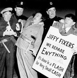 Three Stooges - Jiffy Fixers - we repair enything in a flash for very small cash