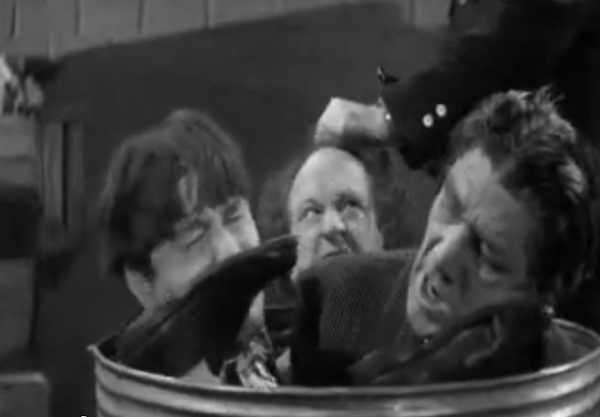 Of Cash and Hash - the Three Stooges hiding in a garbage can