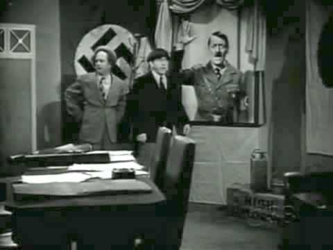 Larry and Moe find out that they've stumbled into a Nazi saboteur lair in "They Stooge to Conga" - Schicklgruber!