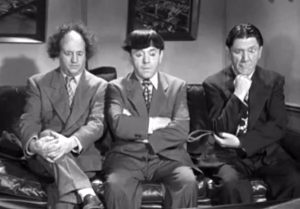 Slaphappy Sleuths - Larry, Moe, Shemp in the office of Fuller Grime