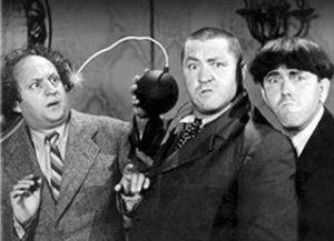 Spook Louder - the Three Stooges (Larry, Curly, Moe) hold off the spies with a bomb