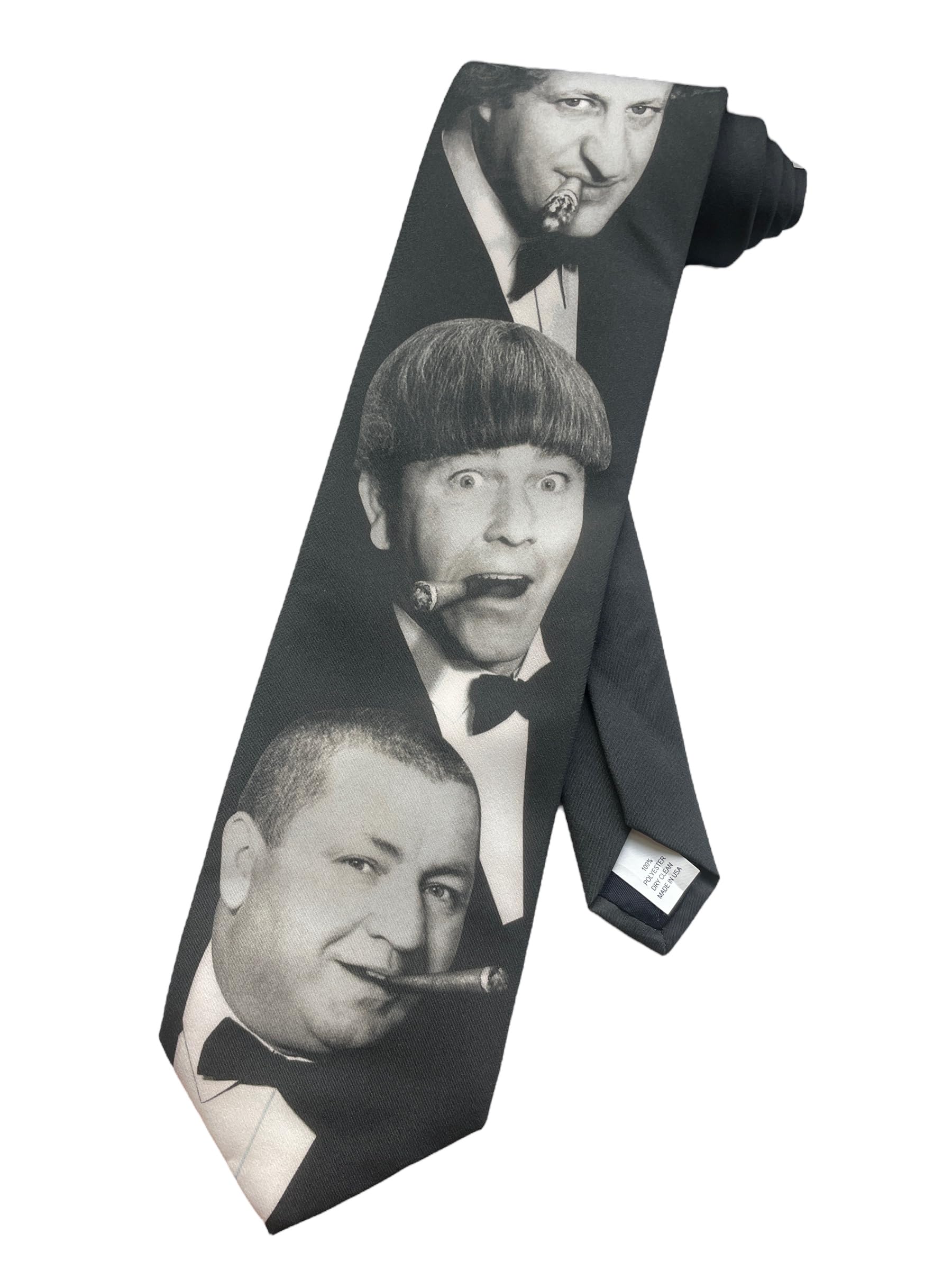Necktie of the Three Stooges smoking cigars - Moe, Larry, Curly