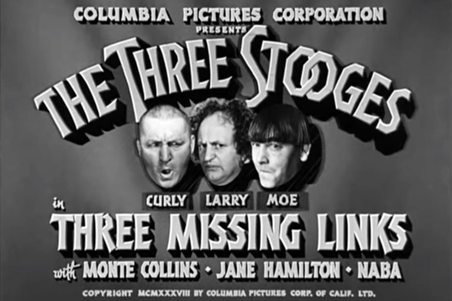 Three Missing Links (1938) starring the Three Stooges (Moe Howard, Larry Fine, Curly Howard)