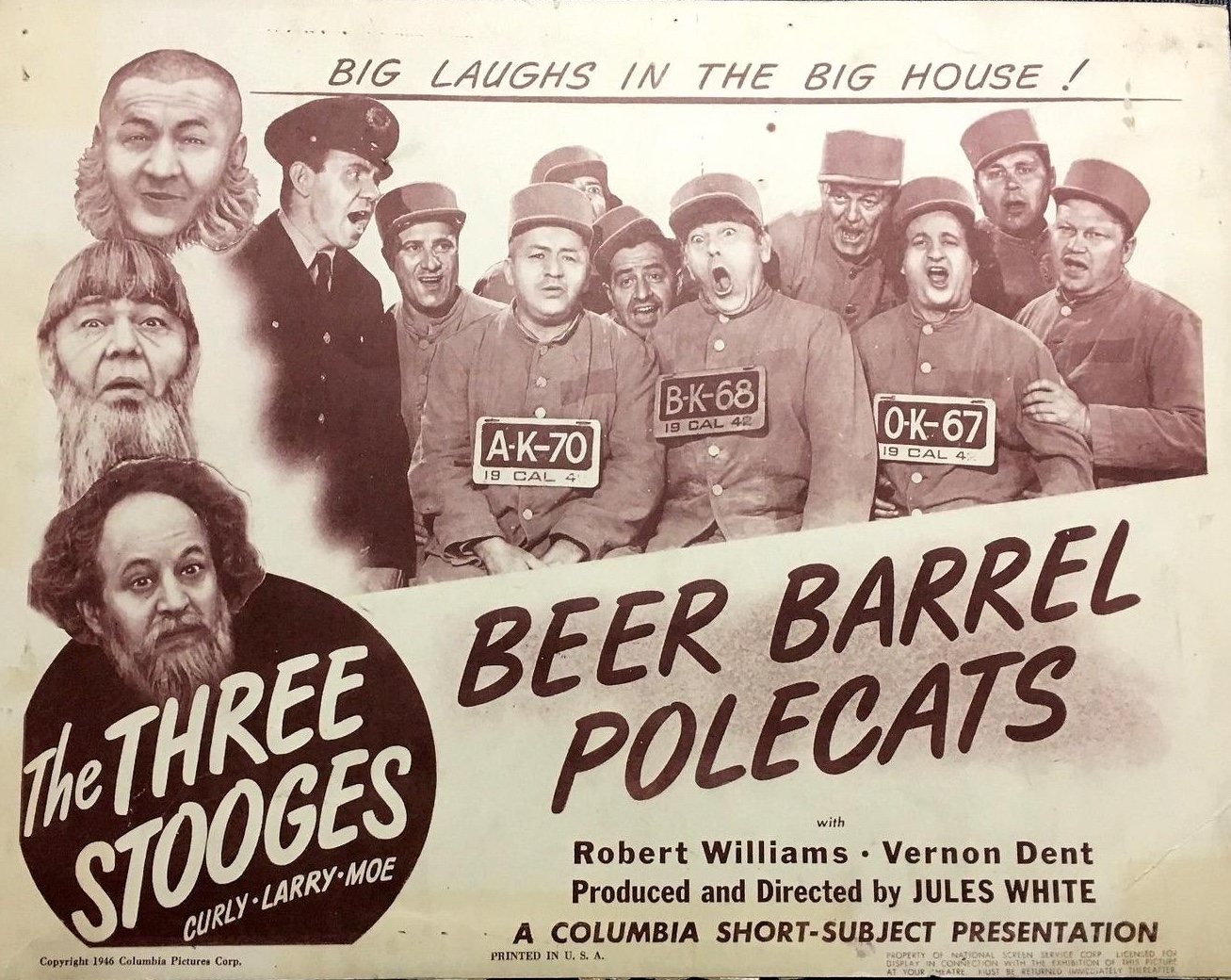 Beer Barrel Polecats movie poster - the Three Stooges (Moe, Larry, Curly) in prison garb