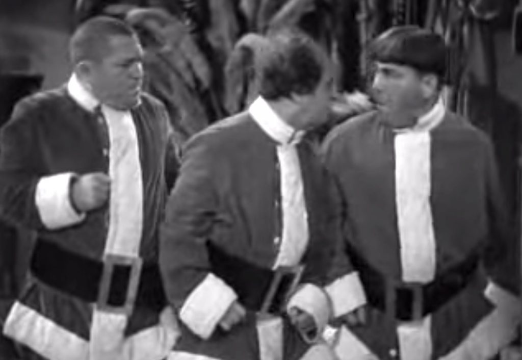 The Three Stooges - Wee Wee Monsieur - Curly, Larry and Moe disguised as Santa Claus