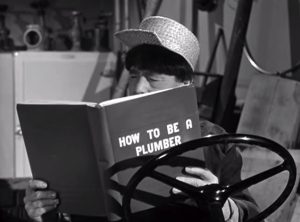 Vagabond Loafers - Moe Howard reading "How to be a Plumber"