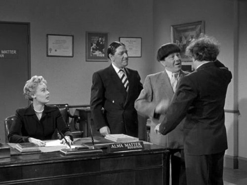 Moe, Larry, and Shemp registering for school