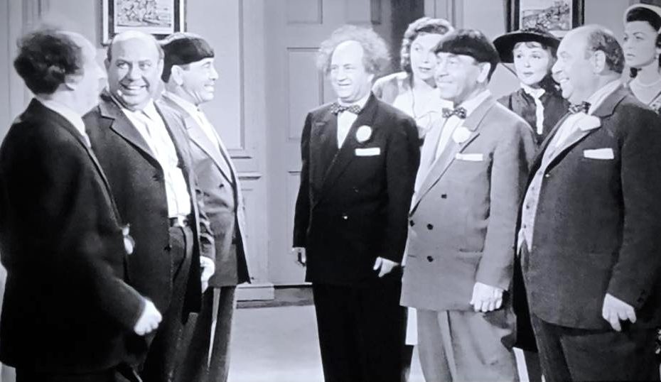 A Merry Mix-Up (1958) is the story of 3 pairs of identical stooge triplets, all played by the Stooges (Moe Howard,, Larry Fine, Joe Besser)